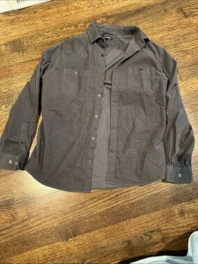 Express Men's Casual Button-Down Shirt in Charcoal Gray
